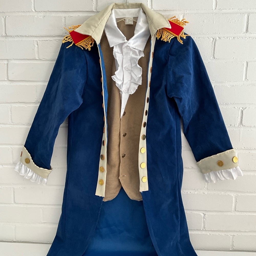 Kids Captains Hook Costume Blue And Tan With Matching Vest Size XL